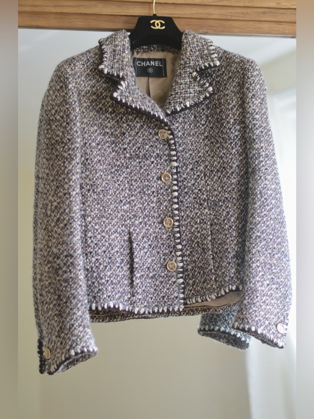 Vintage Chanel 2001 fall winter collection tweed jacket no size tag